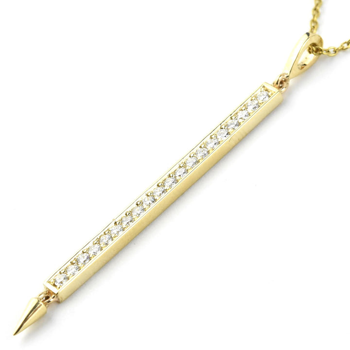 Large Single Return Bar Diamond Necklace, 14k