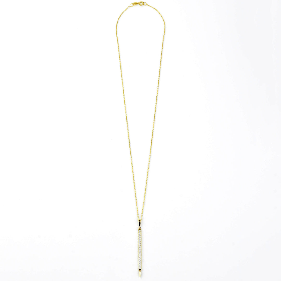 Large Single Return Bar Diamond Necklace, 14k