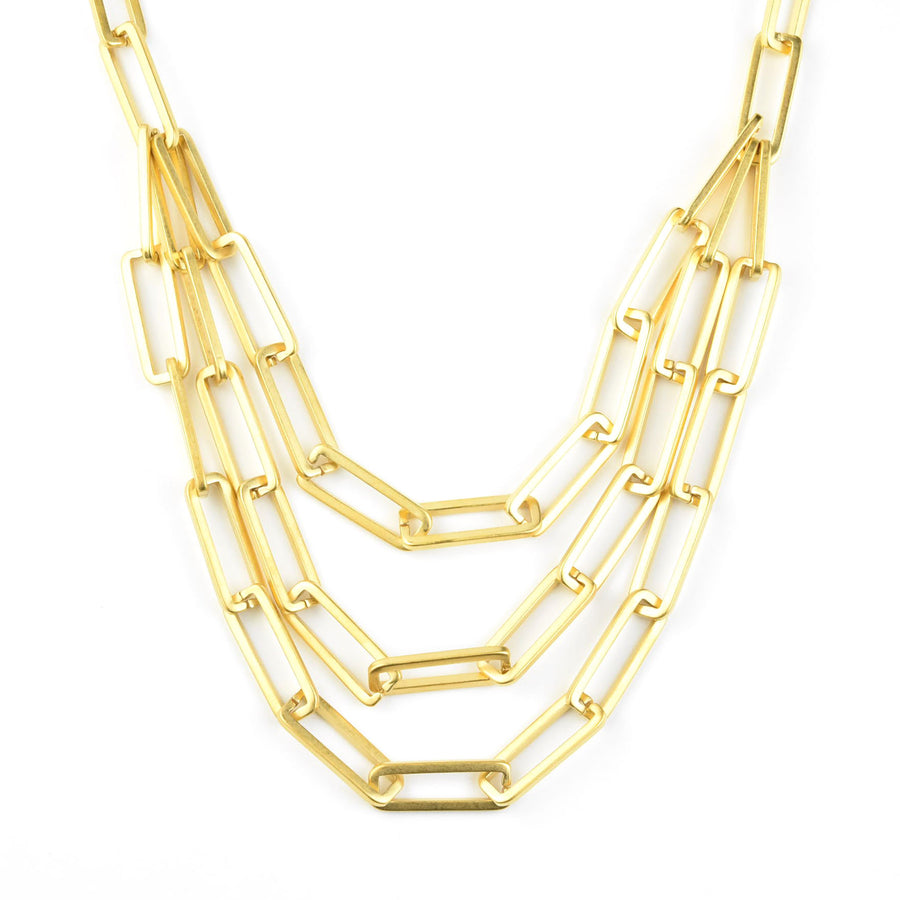Layered Paperclip Chain Necklace - Goldmakers Fine Jewelry