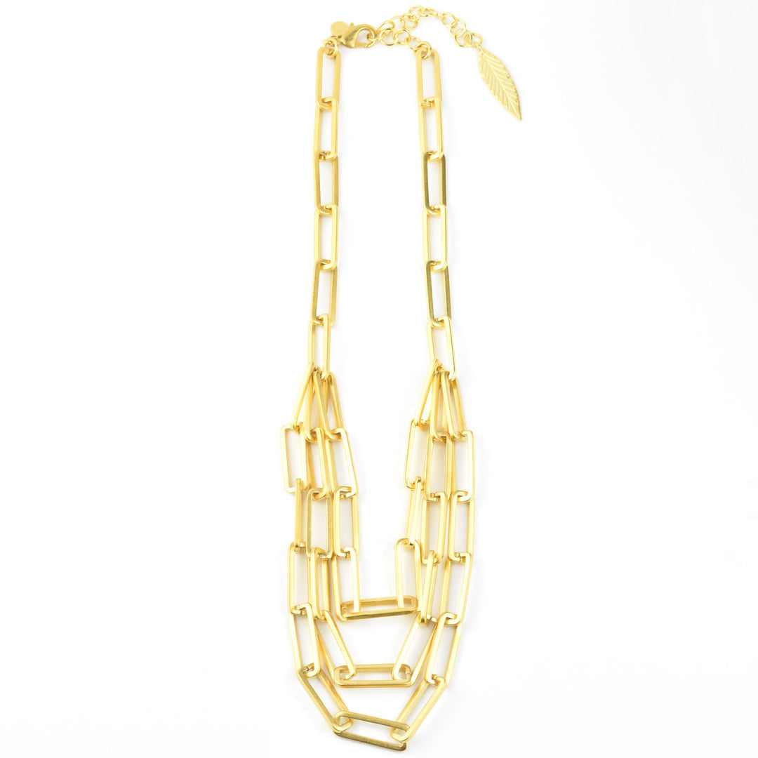 Layered Paperclip Chain Necklace - Goldmakers Fine Jewelry