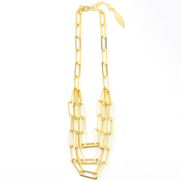 Layered Paperclip Chain Necklace - Goldmakers Fine Jewelry