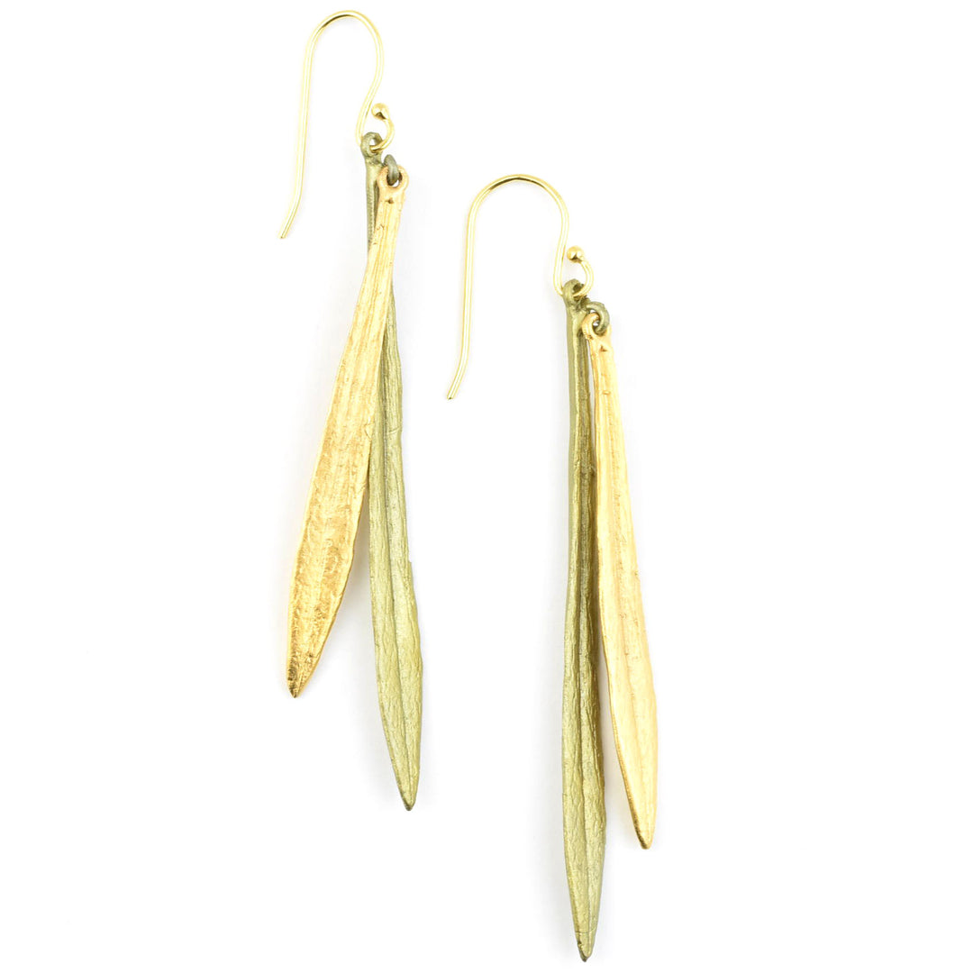 Long Leaf and Bud Earrings