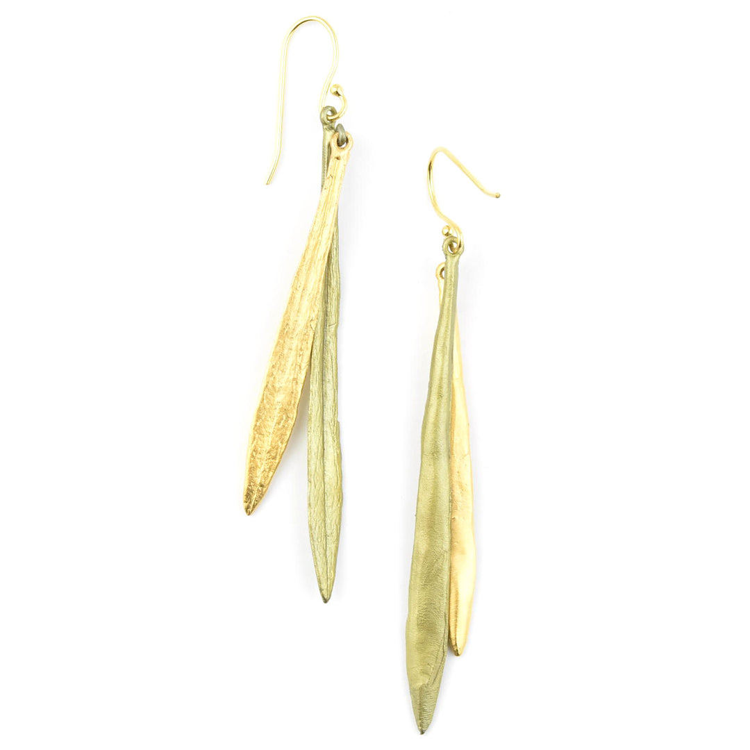 Long Leaf and Bud Earrings