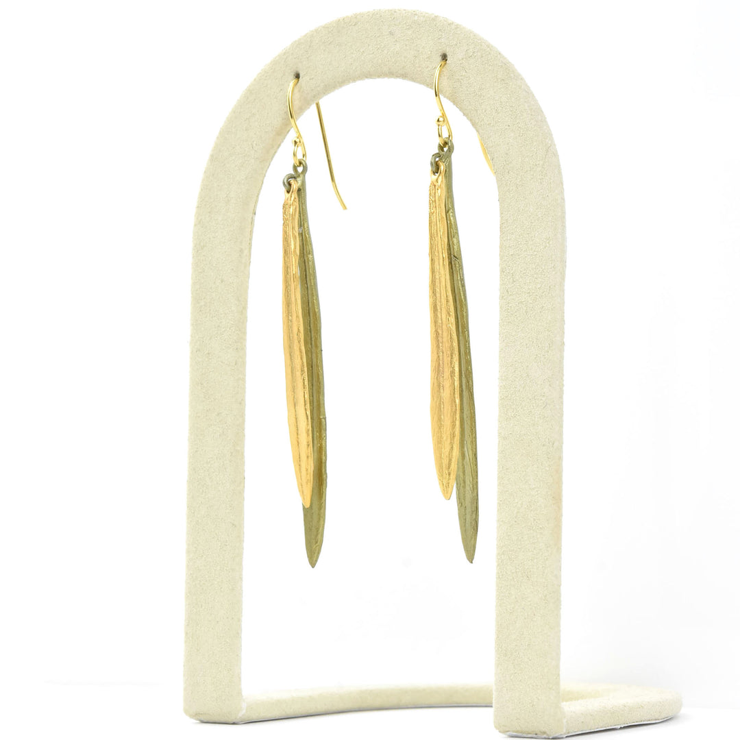 Long Leaf and Bud Earrings