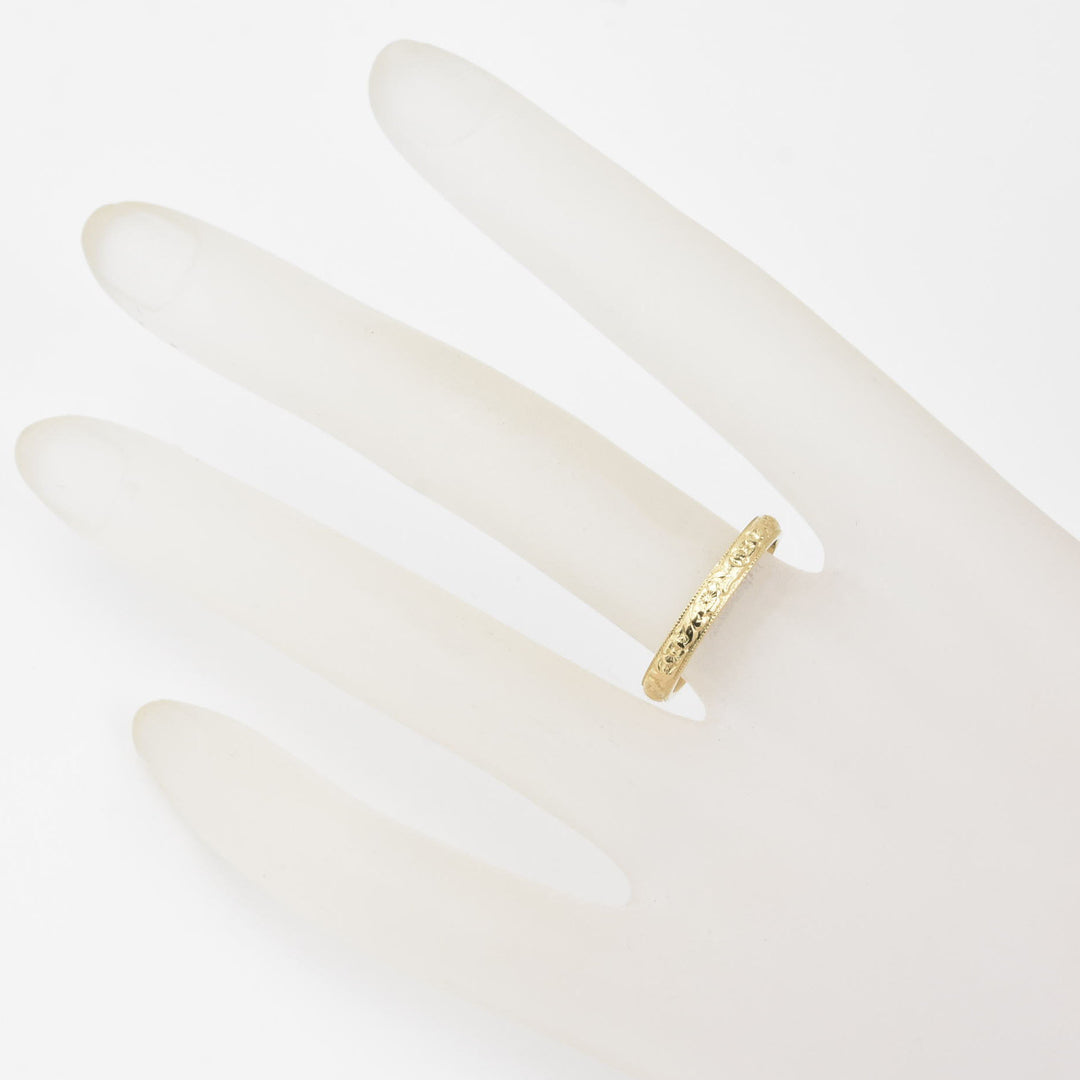 Leaf and Flower Band in 14K Yellow Gold - Goldmakers Fine Jewelry