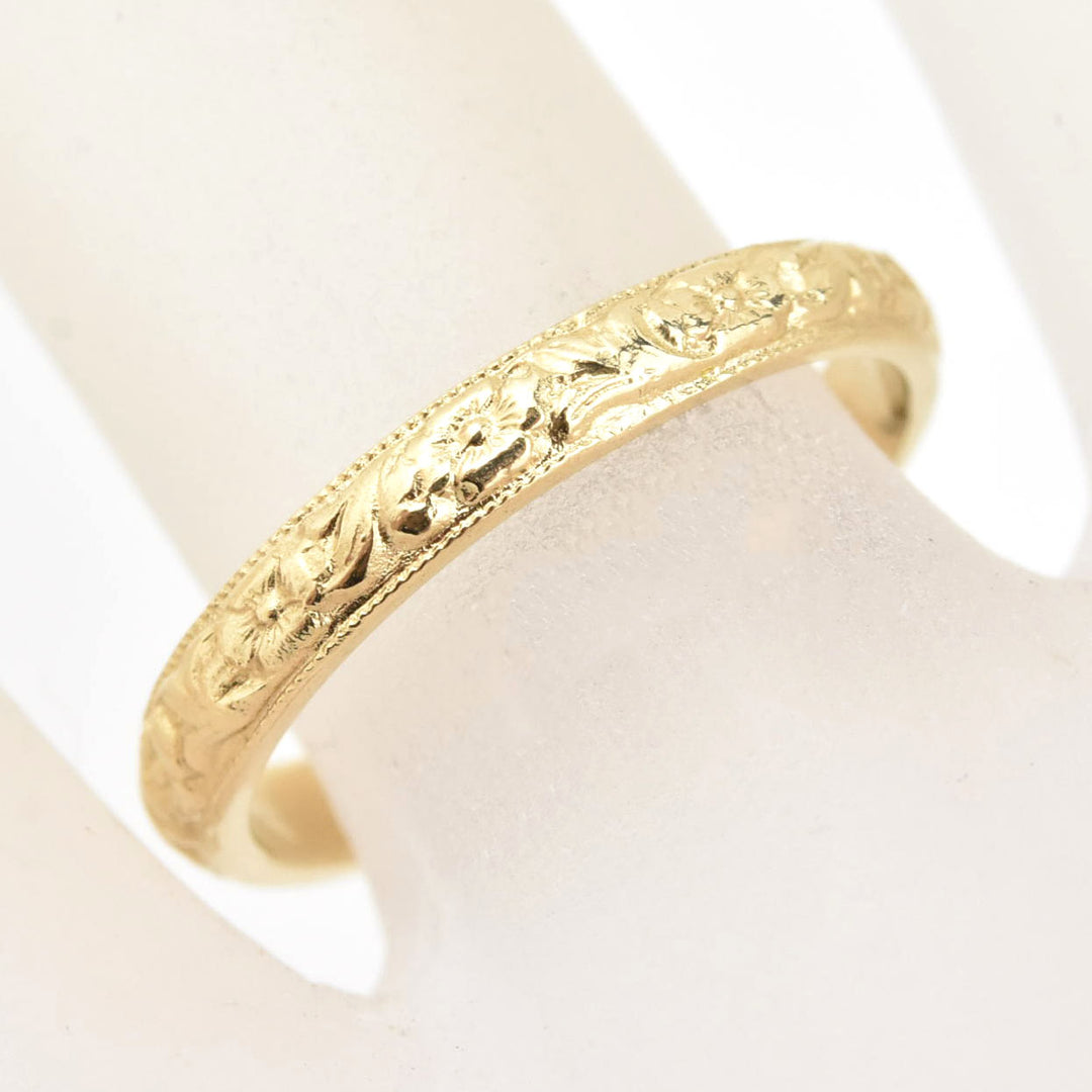Leaf and Flower Band in 14K Yellow Gold - Goldmakers Fine Jewelry