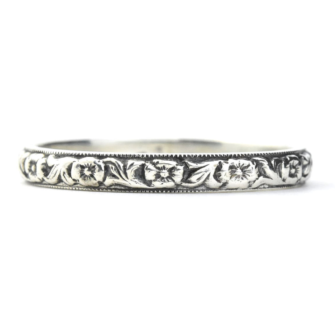 Leaf and Flower Band in Sterling Silver - Goldmakers Fine Jewelry