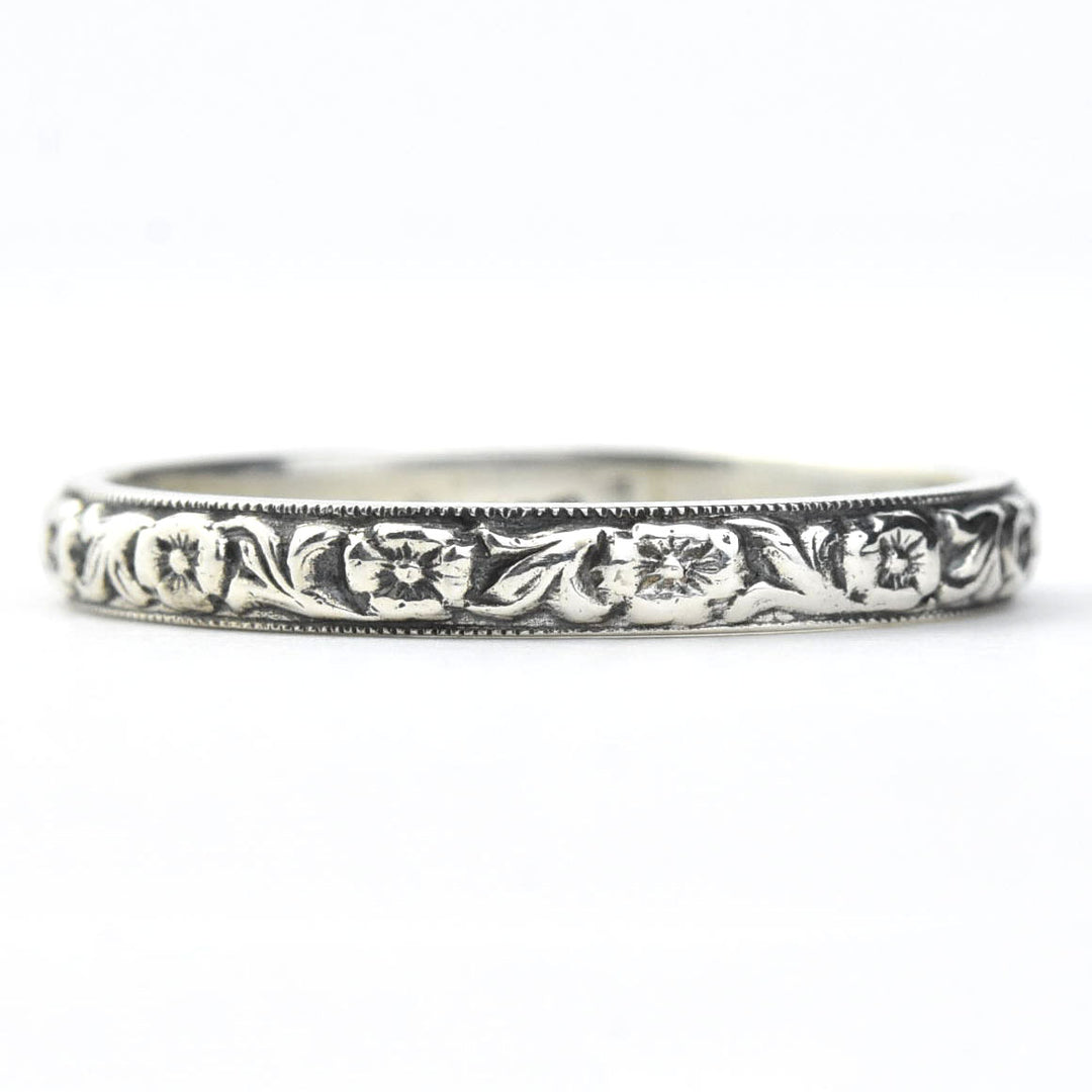Leaf and Flower Band in Sterling Silver - Goldmakers Fine Jewelry