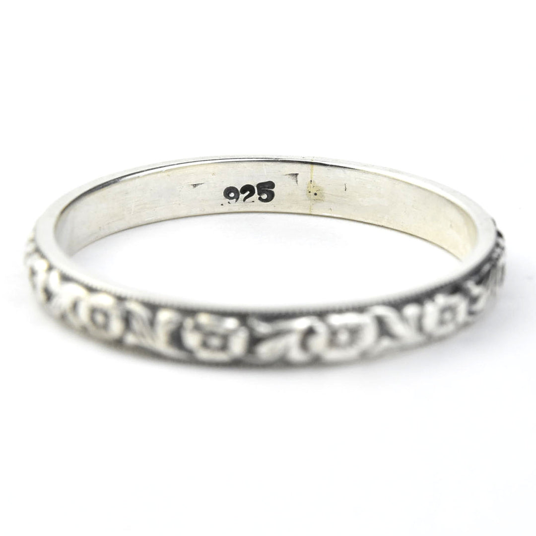 Leaf and Flower Band in Sterling Silver - Goldmakers Fine Jewelry