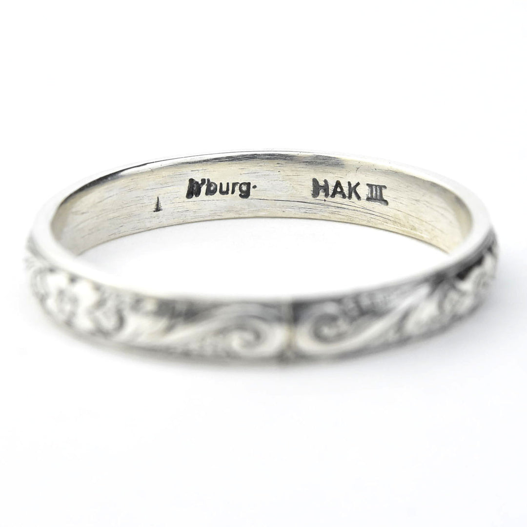 Flower and Scroll Band in Sterling Silver