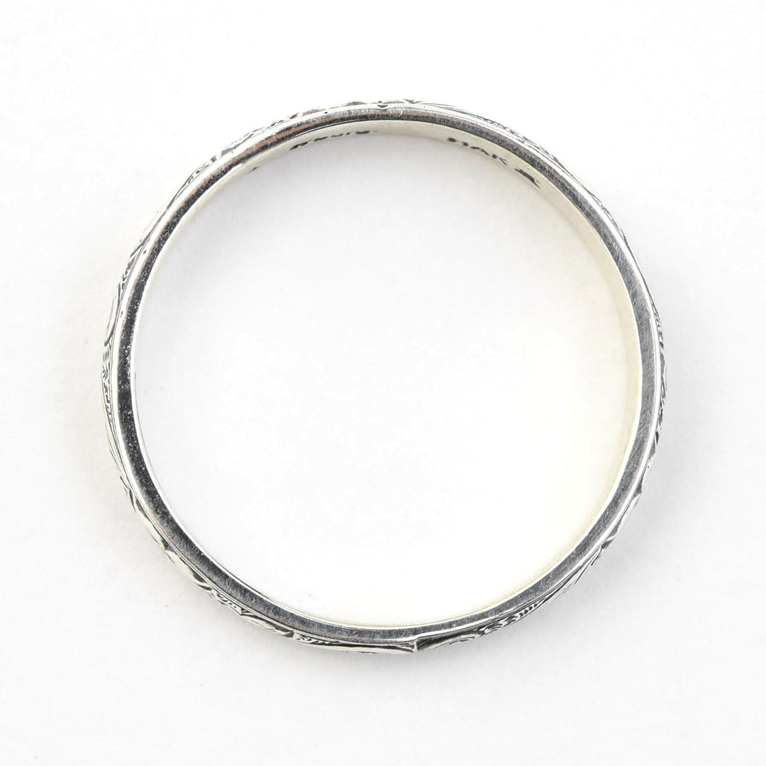 Flower and Scroll Band in Sterling Silver