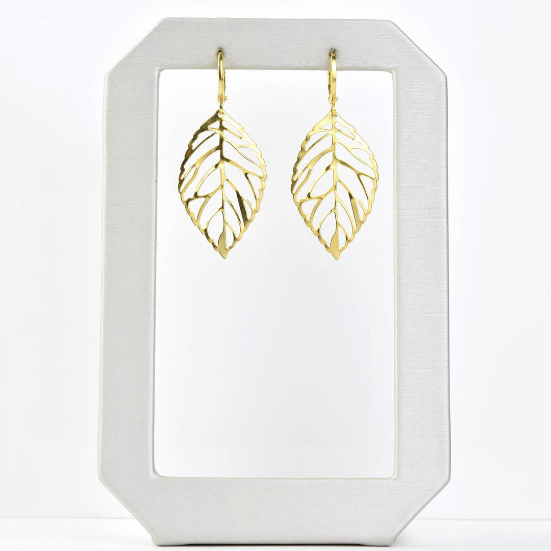 Leaf Huggies in Gold Tone