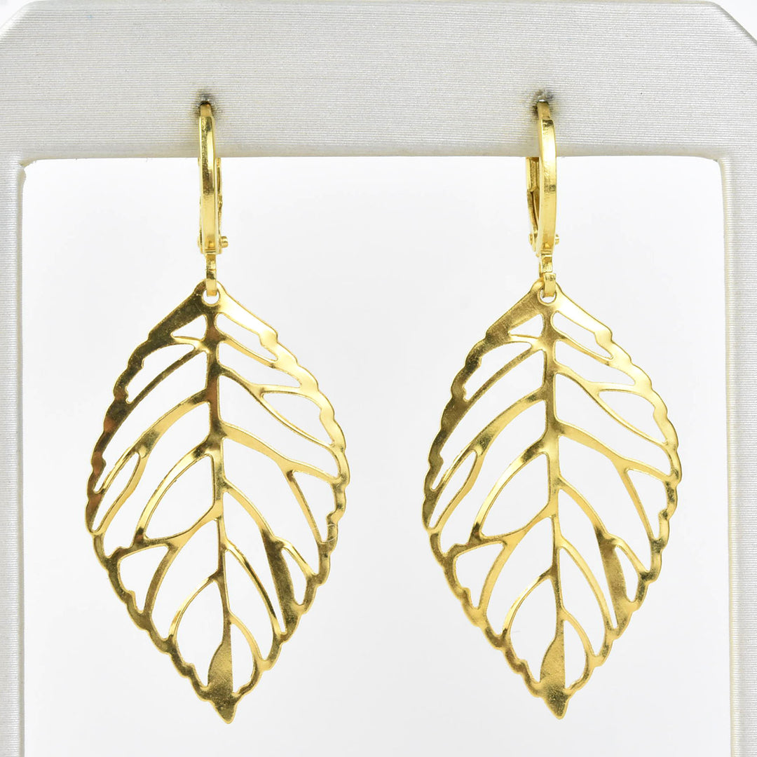 Leaf Huggies in Gold Tone