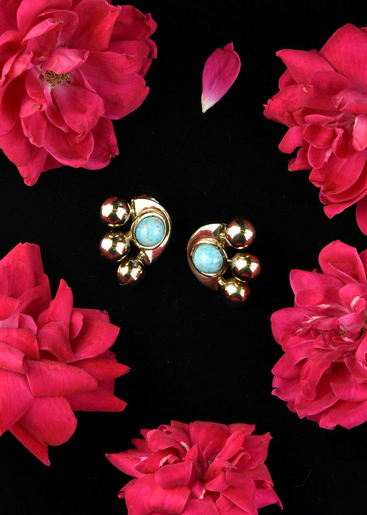 Lido Earrings in Sky and Brass - Goldmakers Fine Jewelry