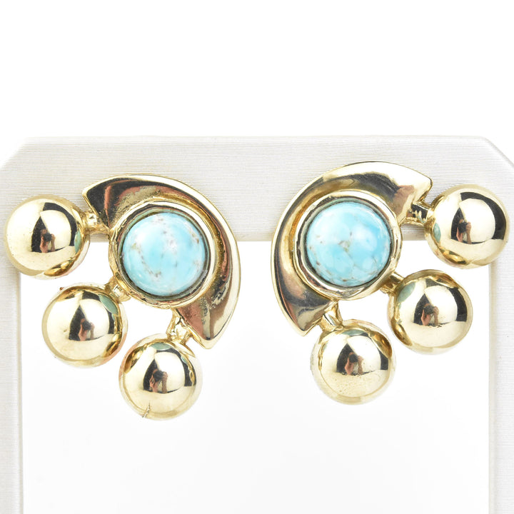 Lido Earrings in Sky and Brass - Goldmakers Fine Jewelry