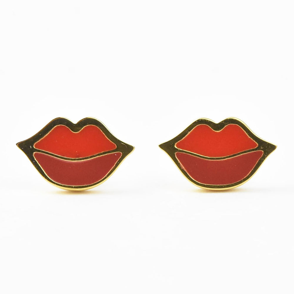 Lips Studs, Screw-back - Goldmakers Fine Jewelry