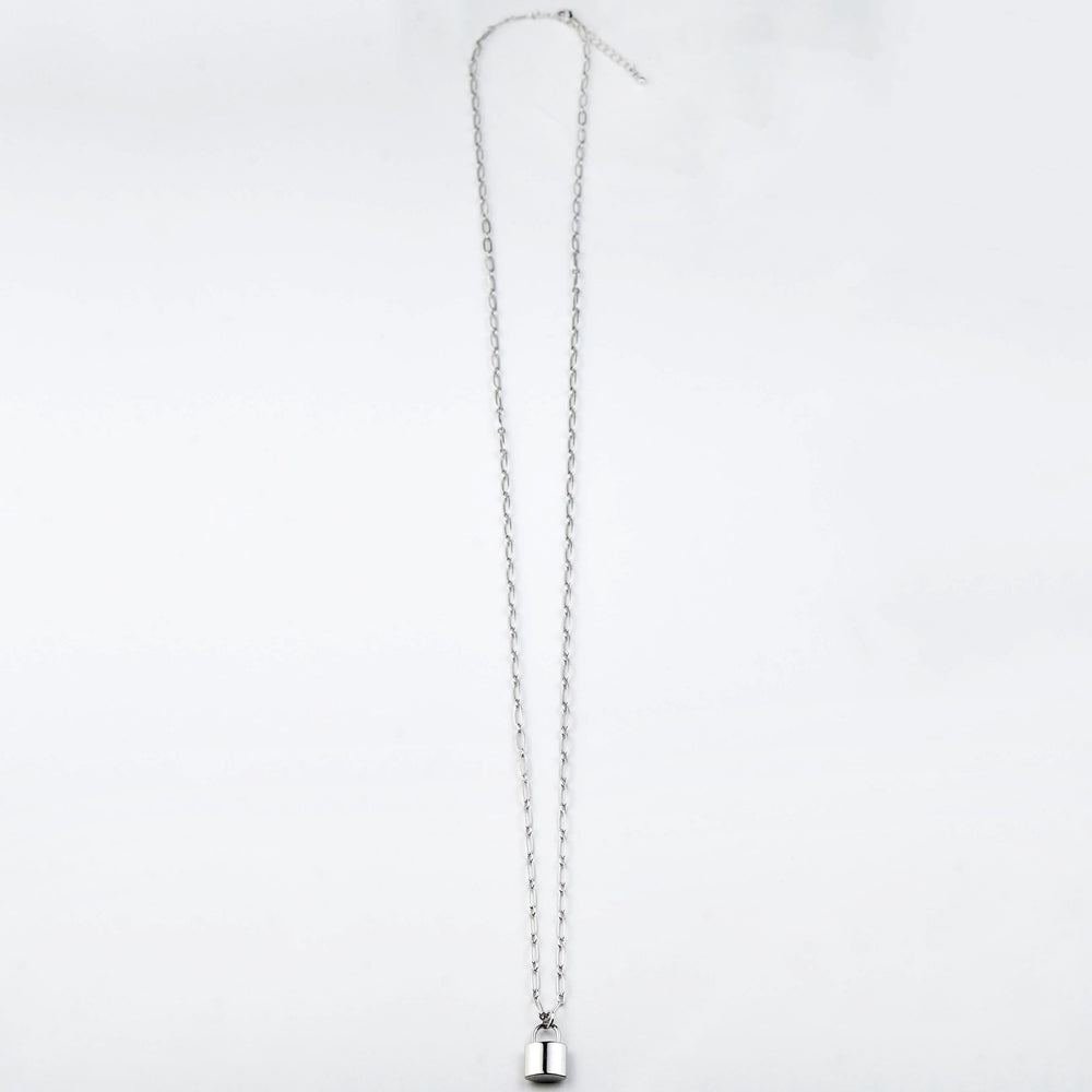 Gigi Lock Paperclip Necklace in Silver Tone - Goldmakers Fine Jewelry