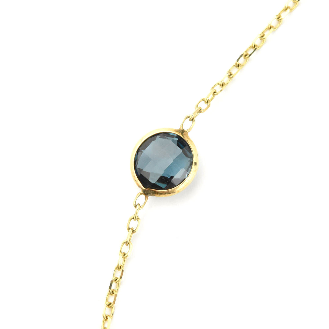 London Blue Topaz Station Necklace in 14k Yellow Gold