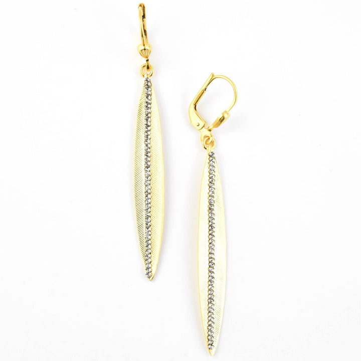 Long Crystal Leaf Earrings