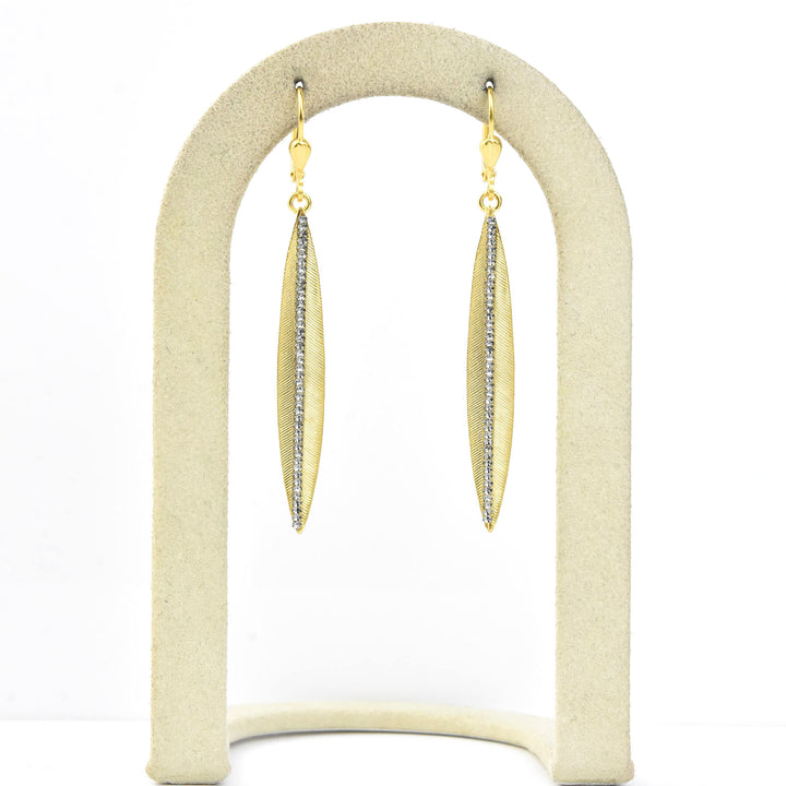 Long Crystal Leaf Earrings