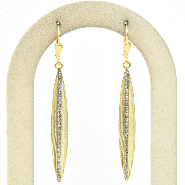 Long Crystal Leaf Earrings