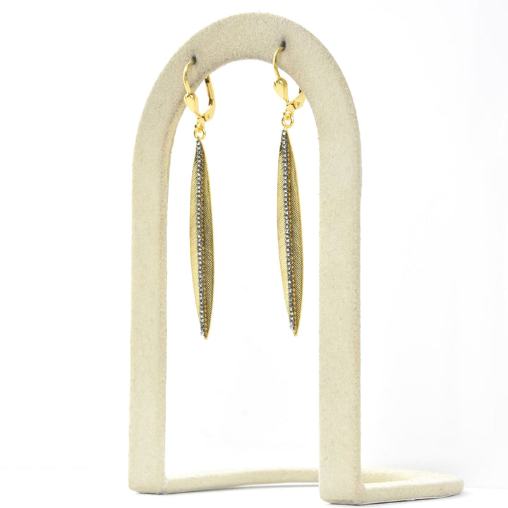 Long Crystal Leaf Earrings