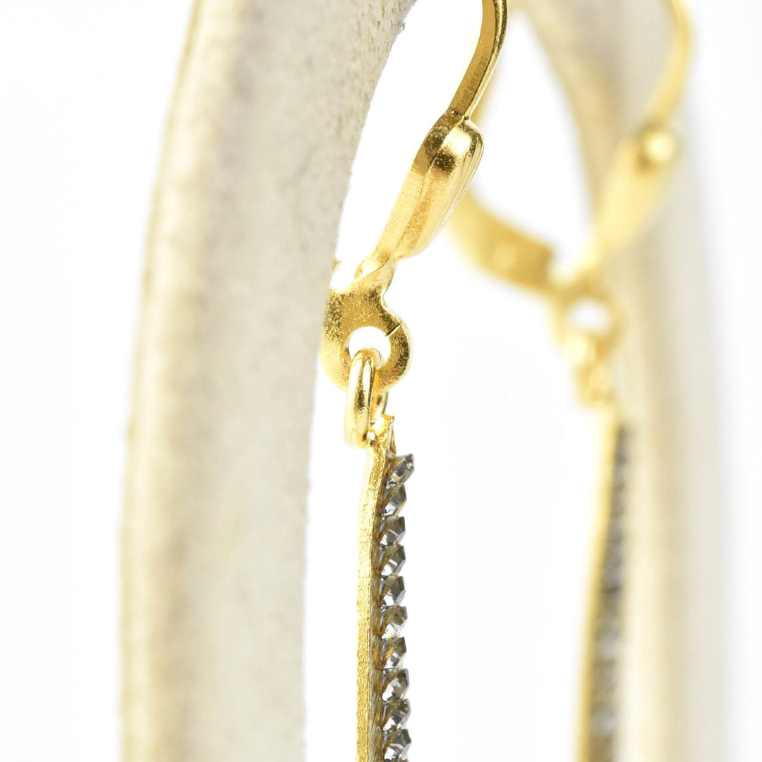 Long Crystal Leaf Earrings