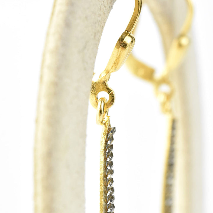 Long Crystal Leaf Earrings