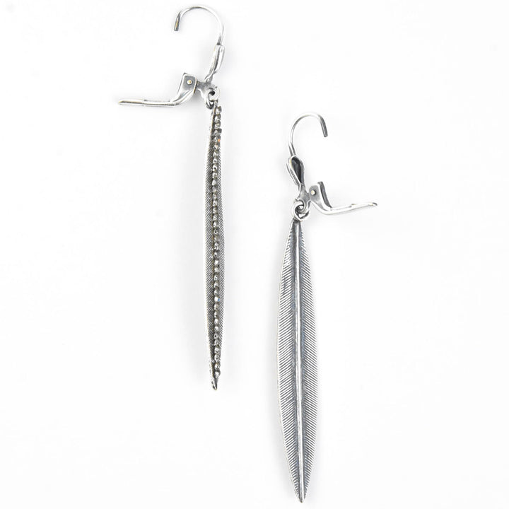 Long Crystal Leaf Earrings