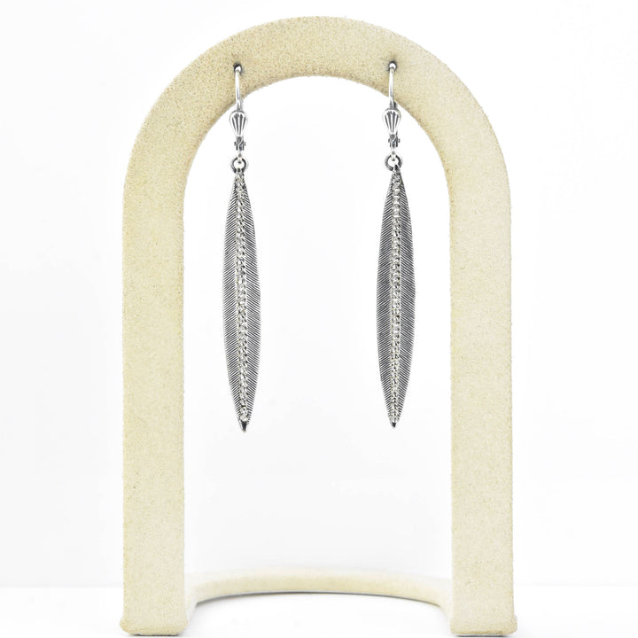 Long Crystal Leaf Earrings