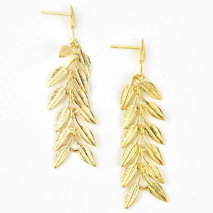 Long Dangle Leaf Earrings