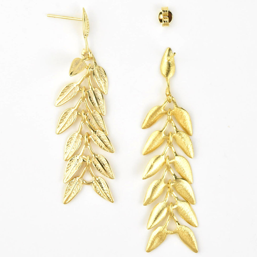 Long Dangle Leaf Earrings