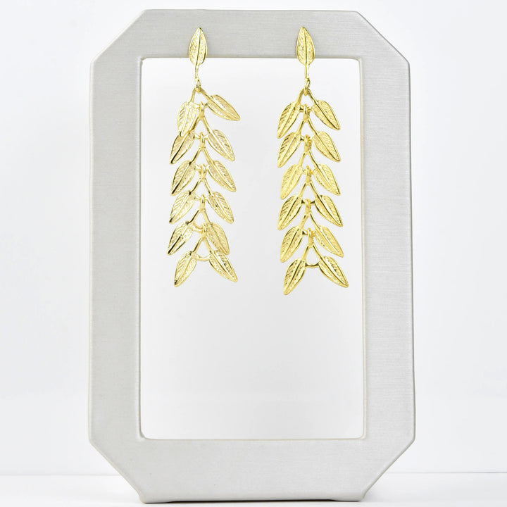 Long Dangle Leaf Earrings