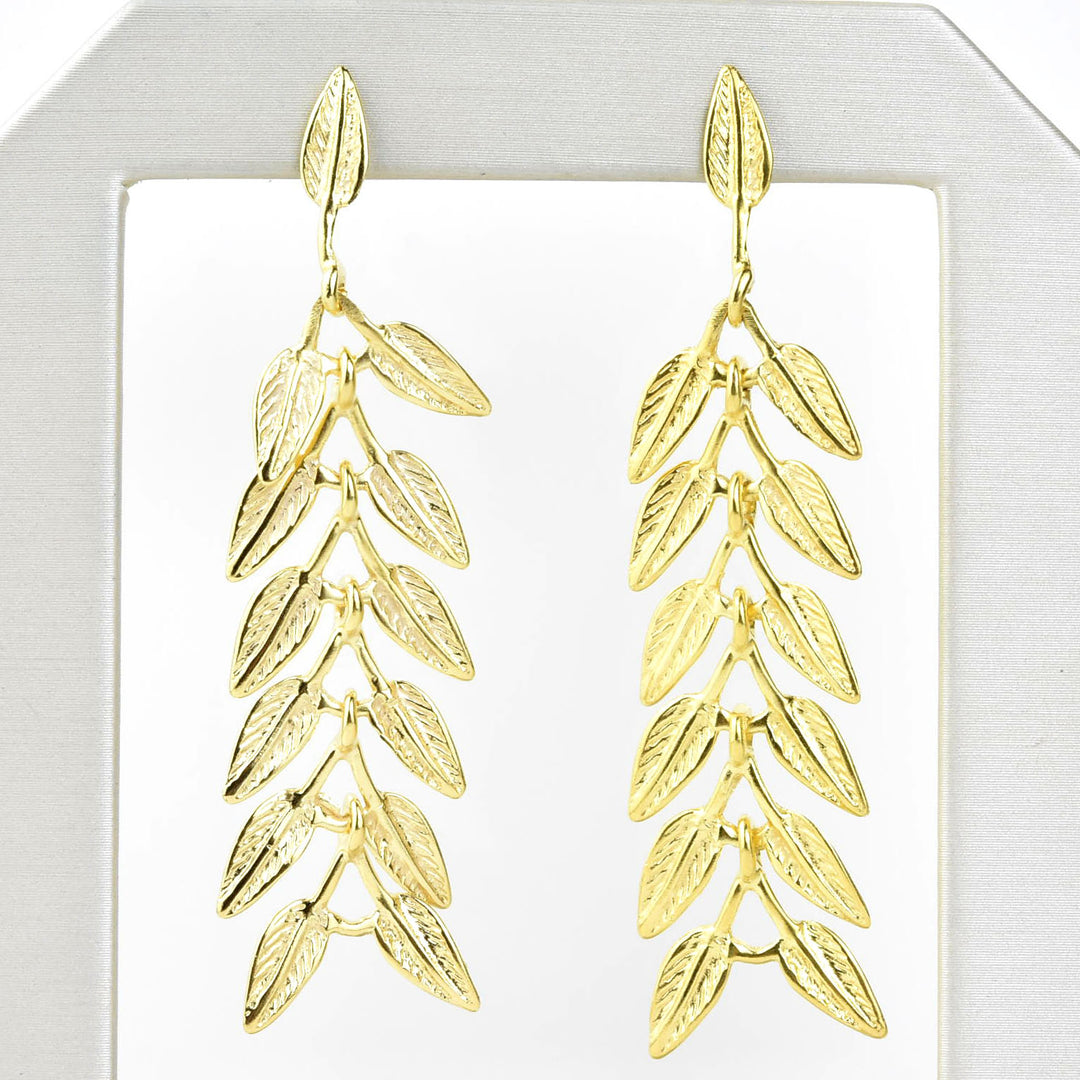 Long Dangle Leaf Earrings