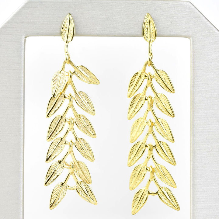 Long Dangle Leaf Earrings