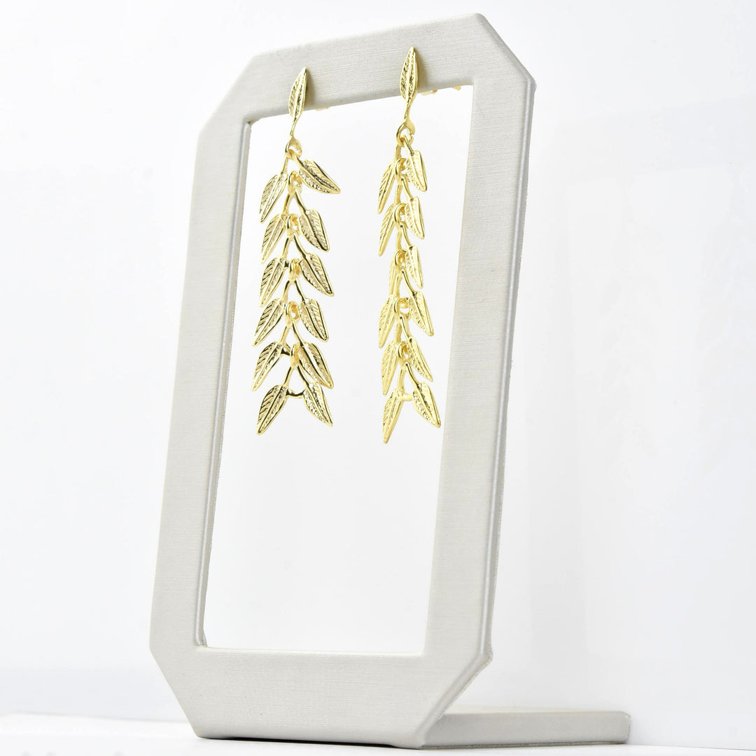 Long Dangle Leaf Earrings