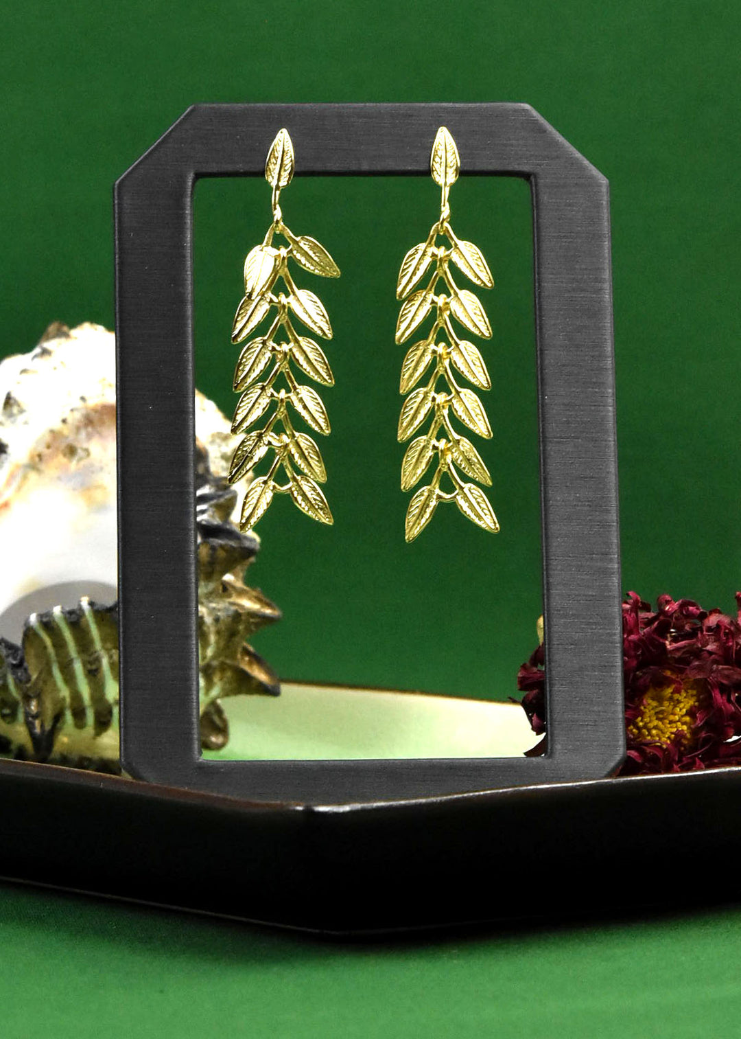 Long Dangle Leaf Earrings