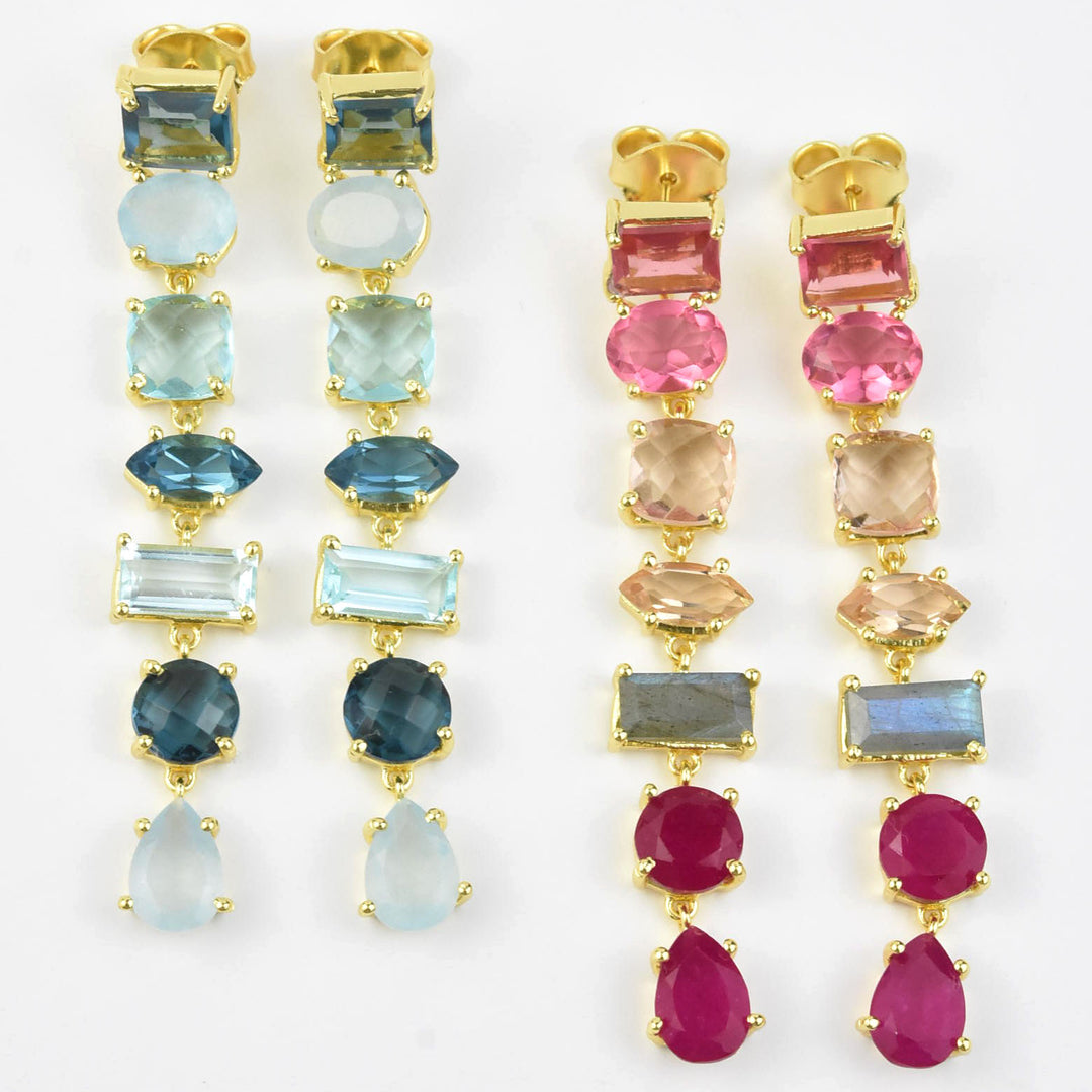 Long Gem Statement Earrings - Goldmakers Fine Jewelry