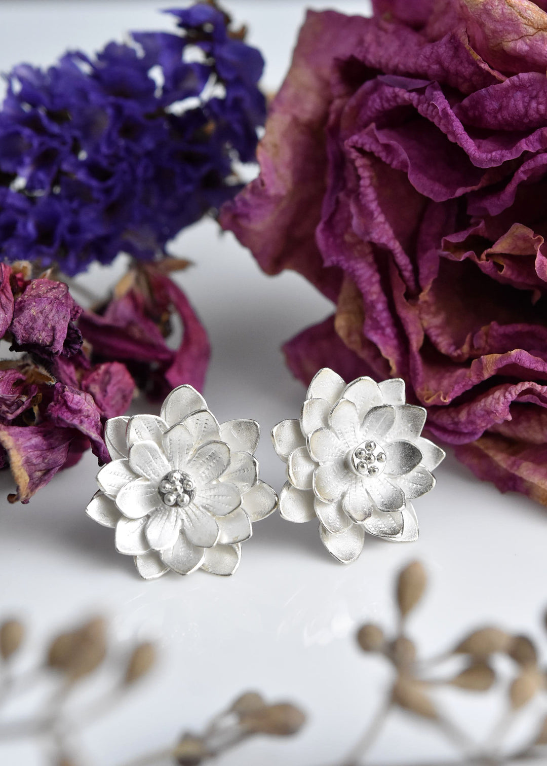 Lotus Stud Earrings - Goldmakers Fine Jewelry