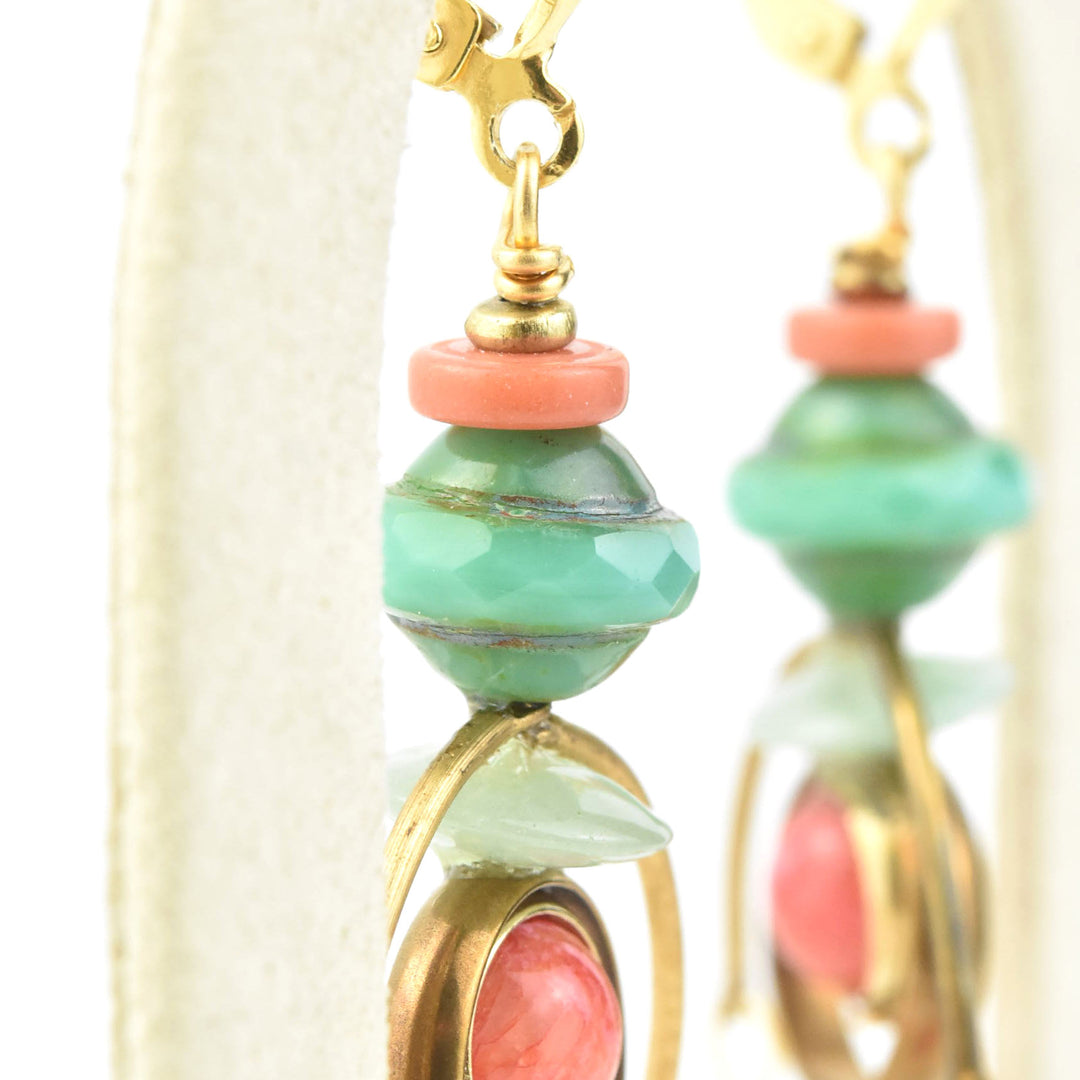 MCM Brass & Coral Earrings - Goldmakers Fine Jewelry