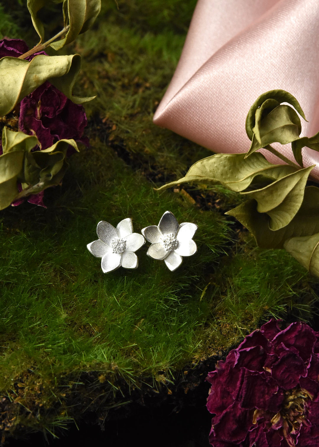Mini Magnolia Post Earrings