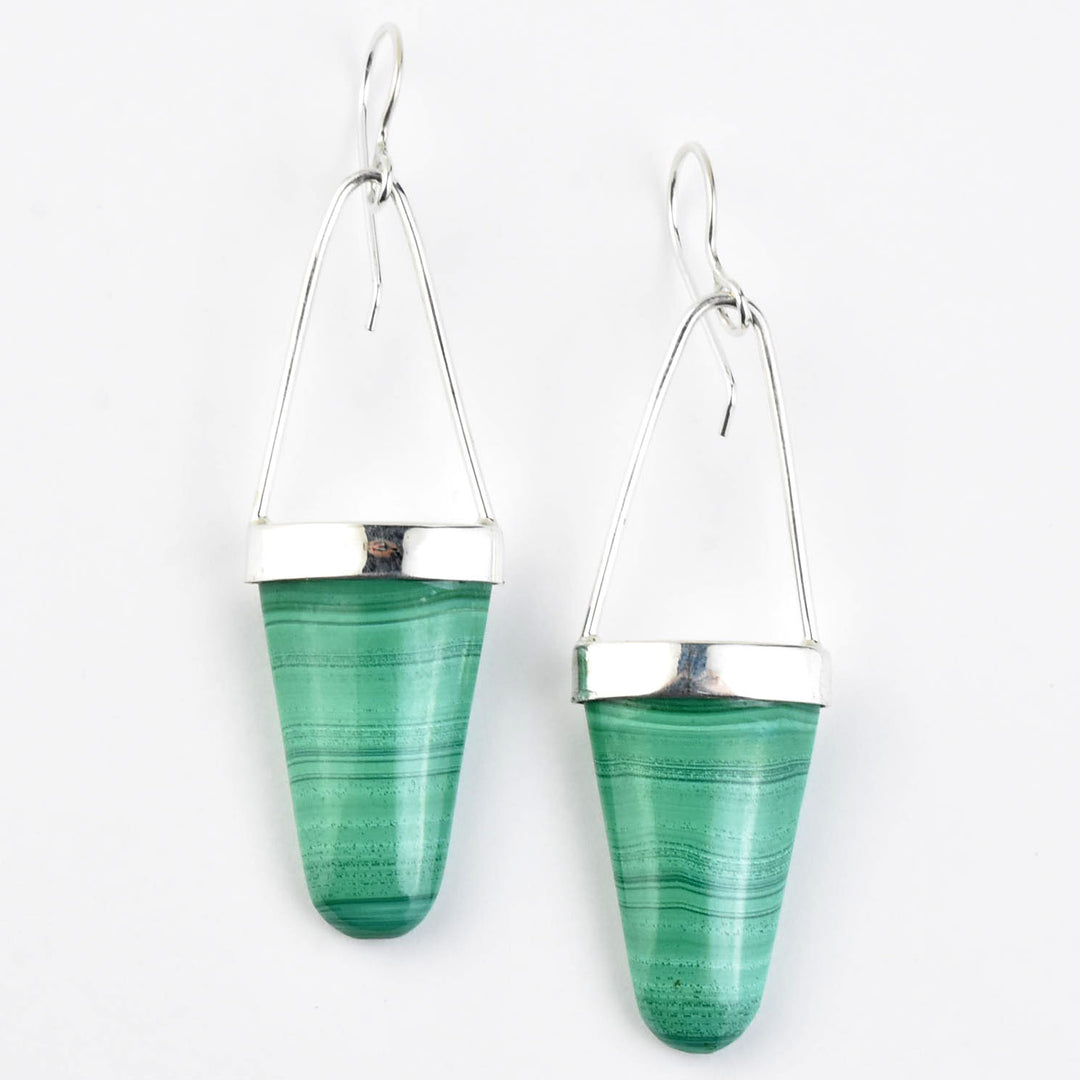 Malachite Earrings in Silver
