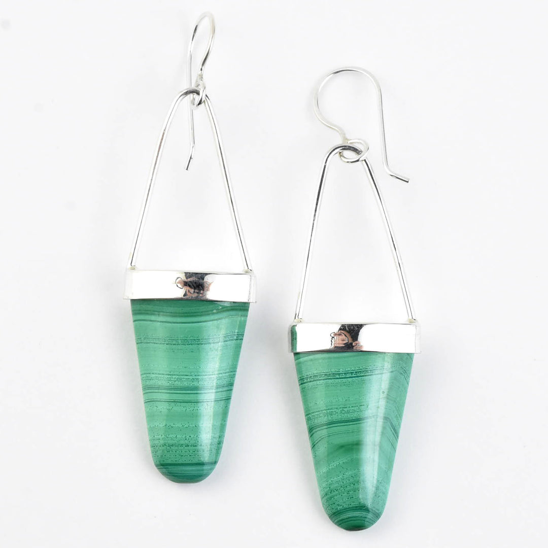 Malachite Earrings in Silver