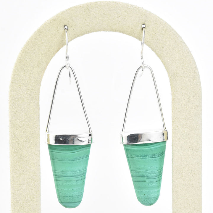 Malachite Earrings in Silver