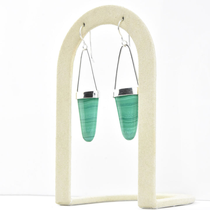 Malachite Earrings in Silver