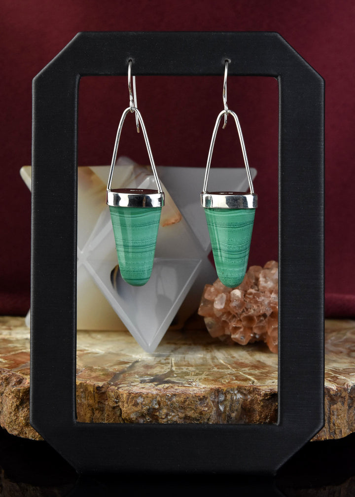 Malachite Earrings in Silver