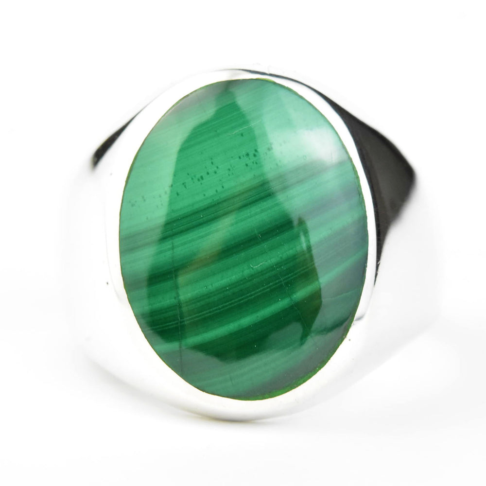 Oval Malachite Ring in Sterling Silver - Goldmakers Fine Jewelry