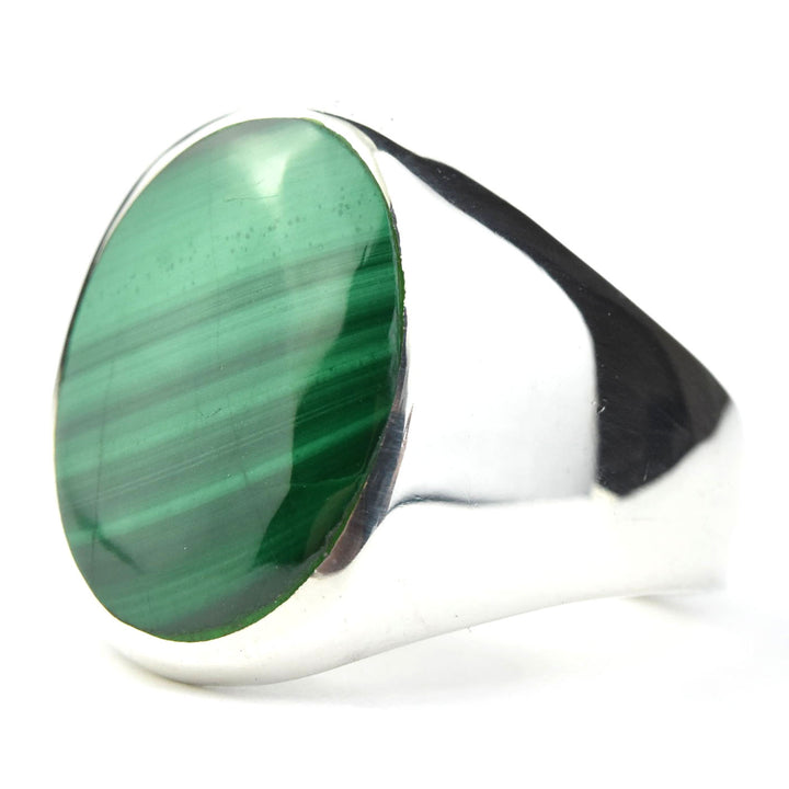 Oval Malachite Ring in Sterling Silver - Goldmakers Fine Jewelry