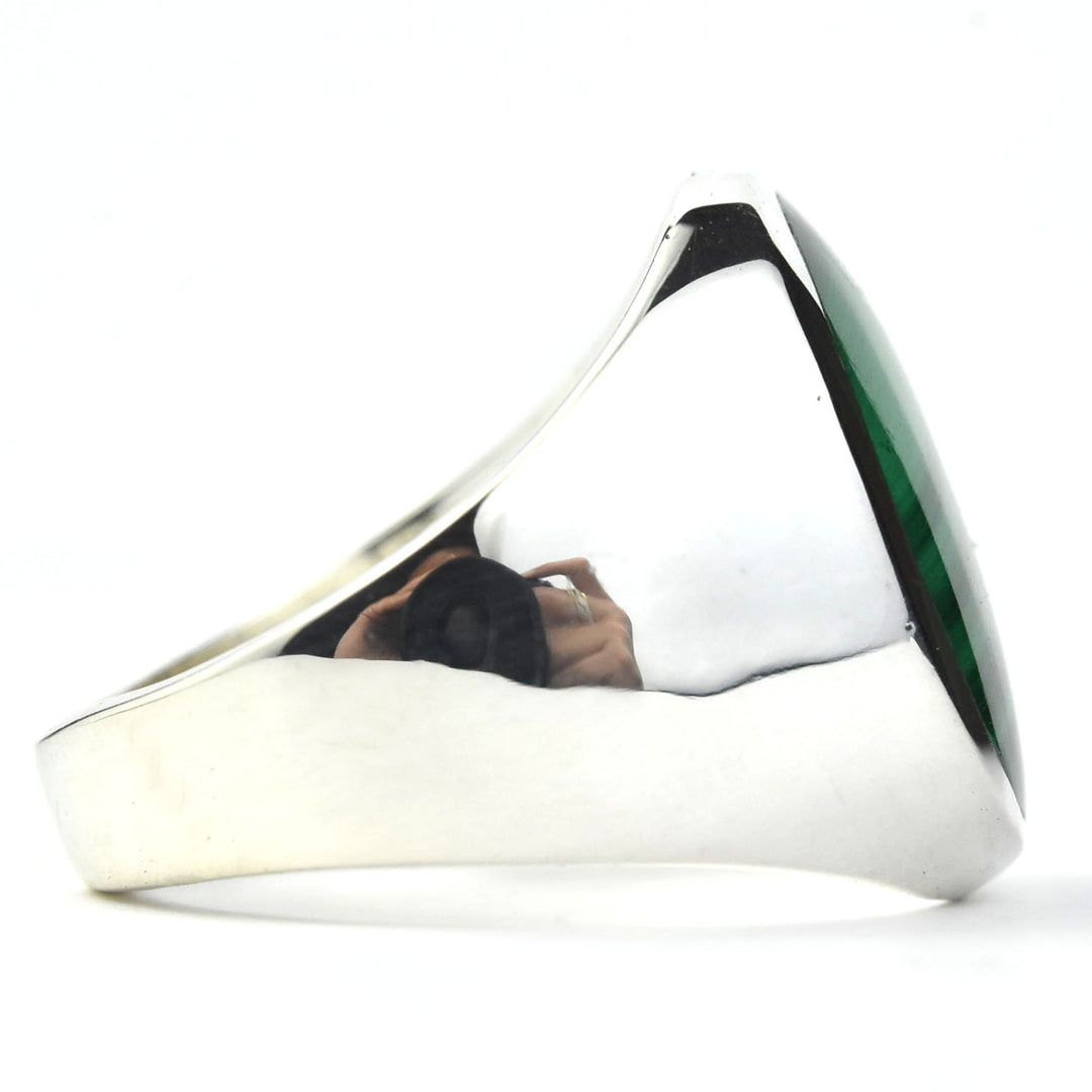 Oval Malachite Ring in Sterling Silver - Goldmakers Fine Jewelry