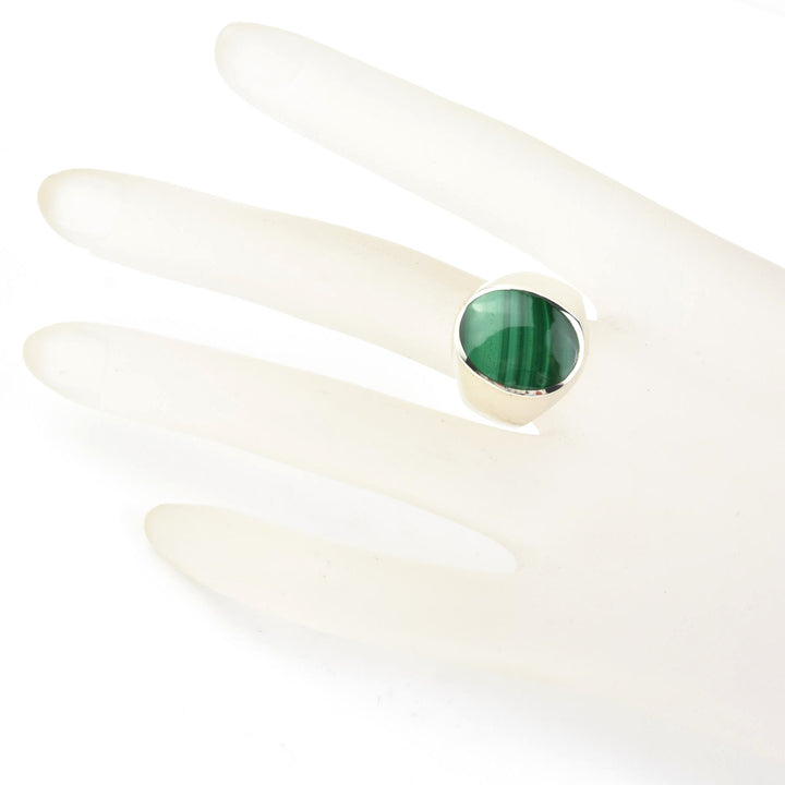 Oval Malachite Ring in Sterling Silver - Goldmakers Fine Jewelry